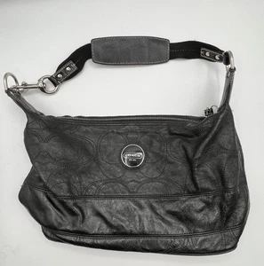 Coach Vintage Y2K Hobo-Schultertasche schwarz Lackleder Signatur F17421 - Bild 1 von 9