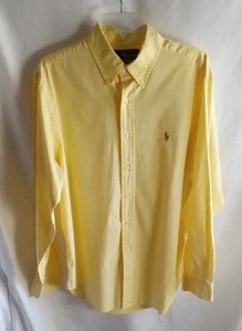 Camisa de vestir amarilla calce clásico etiqueta azul Ralph Lauren para hombre, talla: 16 1/2-34 - Imagen 1 de 5
