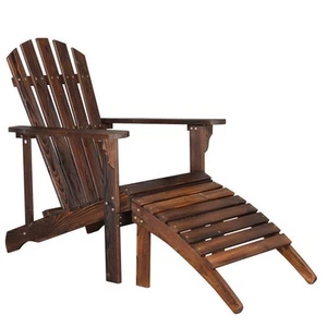 Wood Lounge Patio Chair for Garden Outdoor Wooden Folding Adirondack Chair - Picture 1 of 12