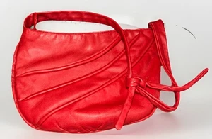 Nicole Red Crossbody Shoulder Bag Purse Ruched Pleats Knot Strap Vintage 80’s - Picture 1 of 11