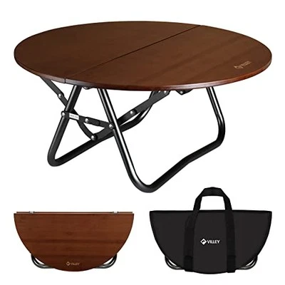  Bamboo Round Folding Table, Camping Half-fold Portable Table with Carrying  Foto 1 de 4