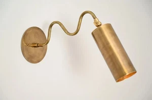 Handmade Brass Wall Sconce – Mid-Century Adjustable Cylinder Light - Picture 1 of 9