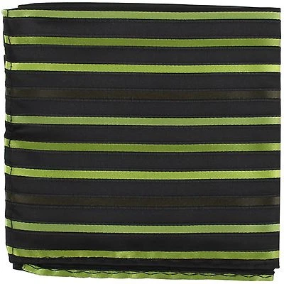 New Men's Polyester Pocket Square Hankie Only Black Green Stripes formal wedding - Image 1 of 2
