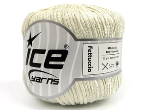 Light Cream Fettuccia Skinny Ribbon Yarn 82222 Ice Yarns 50g 114yd x 2mm wide - Picture 1 of 3