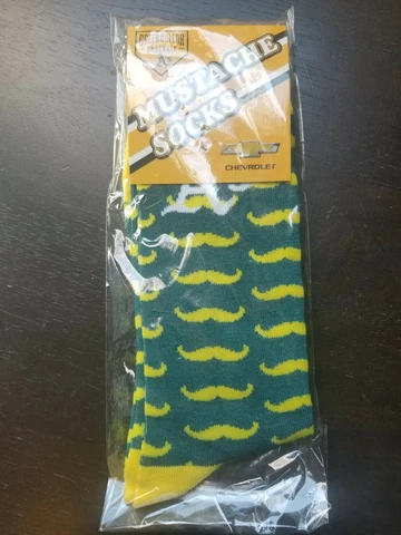 New Oakland Athletics A's SGA MLB Baseball Mustache Socks Green Gold Yellow Cover