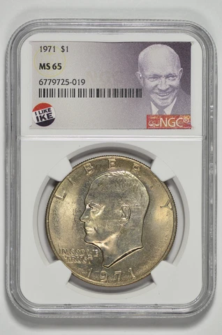 1971 $1 Eisenhower Dollar NGC MS 65 Cover