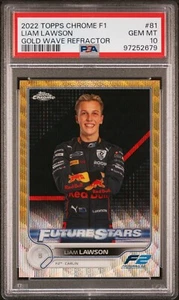 2022 Topps Chrome F1 Liam Lawson /50 Gold Wave Portrait PSA 10 Future Stars #81 - Picture 1 of 2