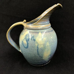 Dick Lehman Pottery Blue Stoneware Pitcher Goshen Indiana Handcrafted Signed - Bild 1 von 10