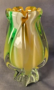 Vintage mundgeblasene Murano Kunst Glas Vase Chamäleon Regenbogen WIRBEL - Bild 1 von 9