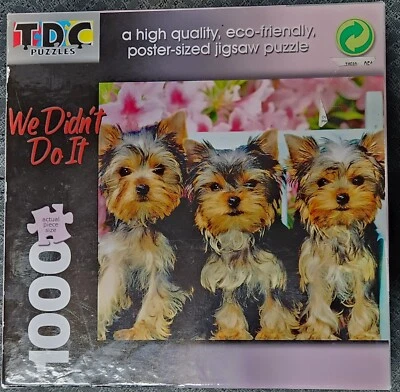 TDC Puzzles 1000 piece Jigsaw Puzzle - We Didn't Do It - Yorkie Puppies Sealed  - Image 1 of 4