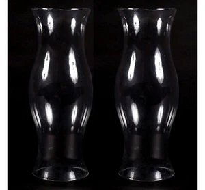 Hurricane Shade Quality Clear Glass Antique Style 5"Dia 14"High Set/2 - Picture 1 of 3