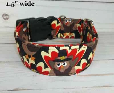 Collar de Perro Terri Rojo Perro Perro Perro Pavo Peregrino Acción de Gracias Hecho a Mano Ajustable Niño Niña Foto 1 de 4