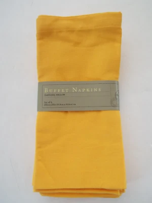 Set of 6 World Market Daffodil Yellow Buffet Napkins 100% Cotton 20"x20" - Image 1 of 2