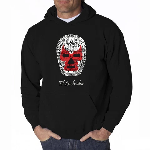 L.A. POP ART SIZE XL EL LUCHADOR WRESTLING MASK HOODED SWEATSHIRT / HOODIE Cover