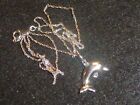 10K SOLID WHITE GOLD DOLPHIN PENDANT & 10K SOLID WHITE GOLD CHAIN LINK NECKLACE