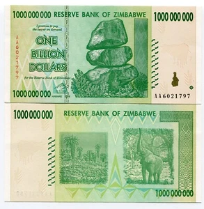 Zimbabwe 1 Billion Dollars 2008 Banknote UNC P83 Inflation Currency AA Prefix - Picture 1 of 1