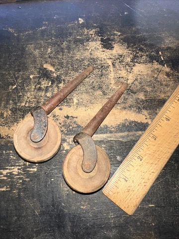 Set Of 2 Wooden Wheel And Metal Casters for bureau,Table, Cart etc Cover