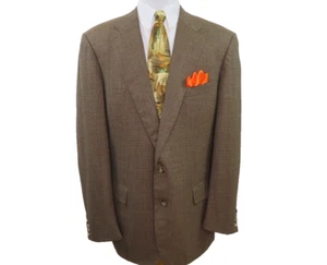 Ermenegildo Zegna Mens Brown Geometric Italian Blazer Jacket Sport Coat 44 L EUC - Picture 1 of 13
