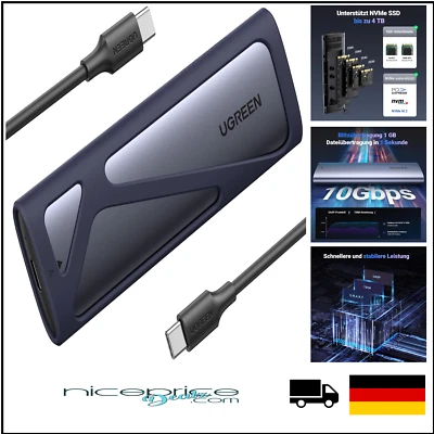 Premium UASP M.2 NVMe SSD Enclosure mit 10Gbps Geschwindigkeit und USB CC Kab... - Bild 1 von 4
