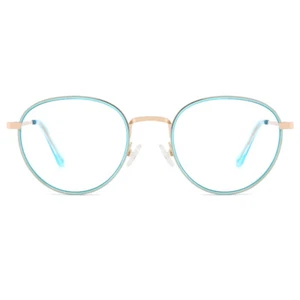 Gafas ovaladas de metal para mujeres y hombres lentes pequeñas marco bisagras de resorte azul - Imagen 1 de 9
