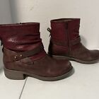 Rockport Womens Brown Burgundy Leather Buckle Strap Short Boots Booties Size 6