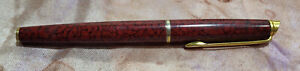 Waterman Hemisphere Rollerball Pen Marbled Red & Black Lacquer with gold band