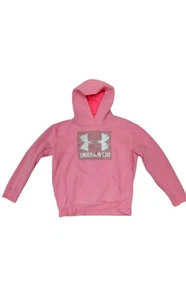 Under Armour Cold Gear Girls Pink Hoodie Size YLG Pink / White - Picture 1 of 7