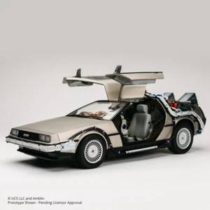 Tomy Back To The Future DeLorean Time Machine 1/10 Scale Diecast w/Bonus Einsten - Picture 1 of 11