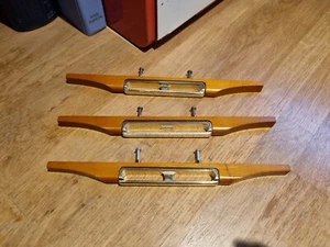 Set of 3 Vintage Retro Brass Wood Cupboard Drawer Pull Handle 60s 70s 80s eames - Picture 1 of 8