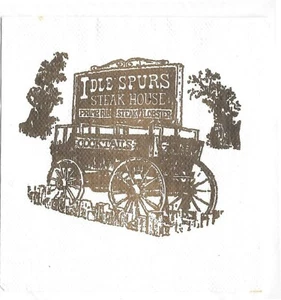 Idle Spurs Steak house Cocktail Bar Restaurant Napkin Barstow California 1974-20 - Picture 1 of 3