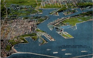 San Pedro, Wilmington und Los Angeles Hafen Kalifornien Vintage Postkarte Wpc4 - Bild 1 von 3