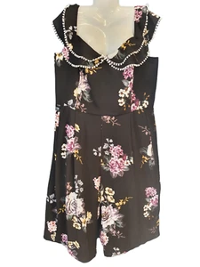 city chic black floral off shoulder cropped lined jumpsuit pants Size XL - Picture 1 of 12