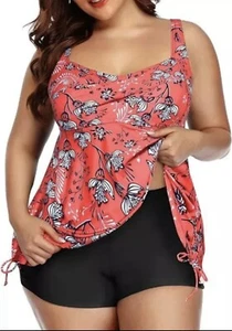 AQUA EVE Women's Two-Piece Tankini with Boyshorts Swimsuit - Plus Size: 18W New - Picture 1 of 14