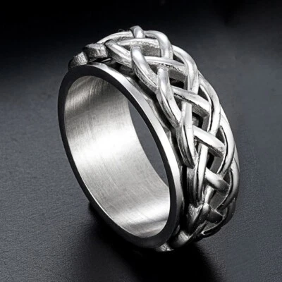 Vintage Celtic Knot Spinner Wedding Band Ring Stainless Steel Fashion Lover Ring - Image 1 of 4