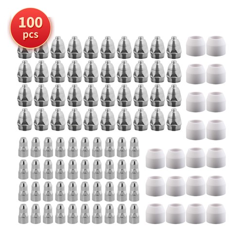 100 pcs 50-60A 1.1mm Consumables Kit fit Longevity FORCECUT 80i Plasma ...