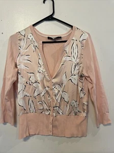 white house black market Strickjacke rosa Blumen M - Bild 1 von 3