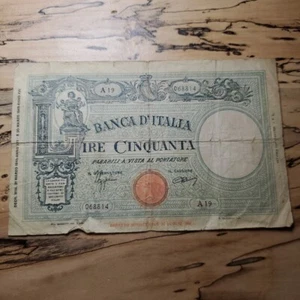 WW2 1943 50 Lire Banknote Banca D' Italia K220 - Picture 1 of 8