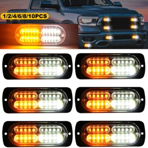 LED Surface Mount Strobe Lights White Amber Grill Grille Emergency Warning Flash - Bild 1 von 18