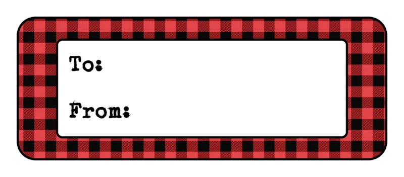 30 Christmas Holiday gift tags labels stickers, red buffalo plaid - Image 1 of 1