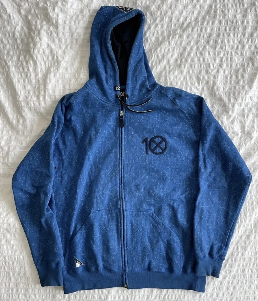 10 Deep Stars Full Zip Hoodie Royal Sz L 100 % Authentic - Imagem 1 de 2