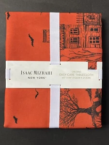 NEW! Isaac Mizrahi HALLOWEEN Orange Black Tablecloth 60x84 OBLONG *NWT - Picture 1 of 7