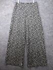 Zara Pants Womens Medium Wide Leg Beige Black Cheetah Print Side Zip Stretch