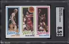 MAGIC JOHNSON LARRY BIRD JULIUS ERVING SGC 8.5 1980-81 TOPPS #6 ROOKIE CARD RC 