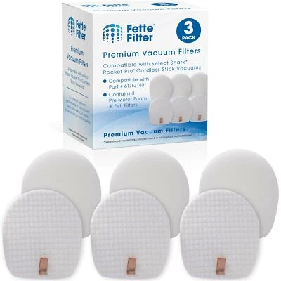FETTE FILTER 3 Sets Foam & Felt Filters for Shark Rocket Cordless Stick Vacuum Part #617FJ140