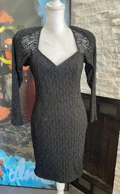 De colección Zum Zum Lentejuelas Negro Strechy Espalda Abierta Cuentas Talla 11 VER ATRÁS Foto 1 de 4