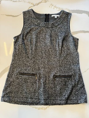 Top CABI #993 CeCe Shell sin mangas negro tweed espiga talla pequeña Foto 1 de 3