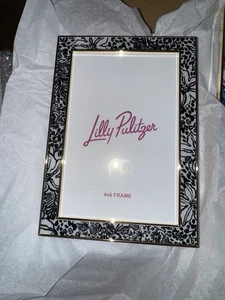 Lot of 2 New Lilly Pulitzer Picture Frames 4x6 Photo Onyx  black white and Pink - Picture 1 of 2