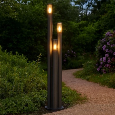 Stehlampe Außen Standleuchte Gartenlampe anthrazit 3 Flammig Filament LED 170 cm - Bild 1 von 4