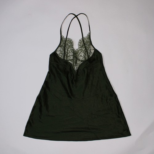 UNDERCOVER Victoria's Secret Mini Abito Slip Autunno Verde Oliva Con Coppe In Pizzo Taglia XS