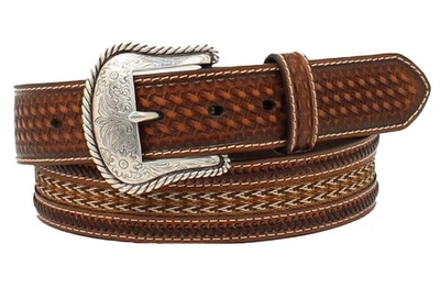 Cinturón de cuero marrón concho con incrustación trenzada occidental Nocona Belt Company para hombre talla 44🆕 Foto 1 de 4
